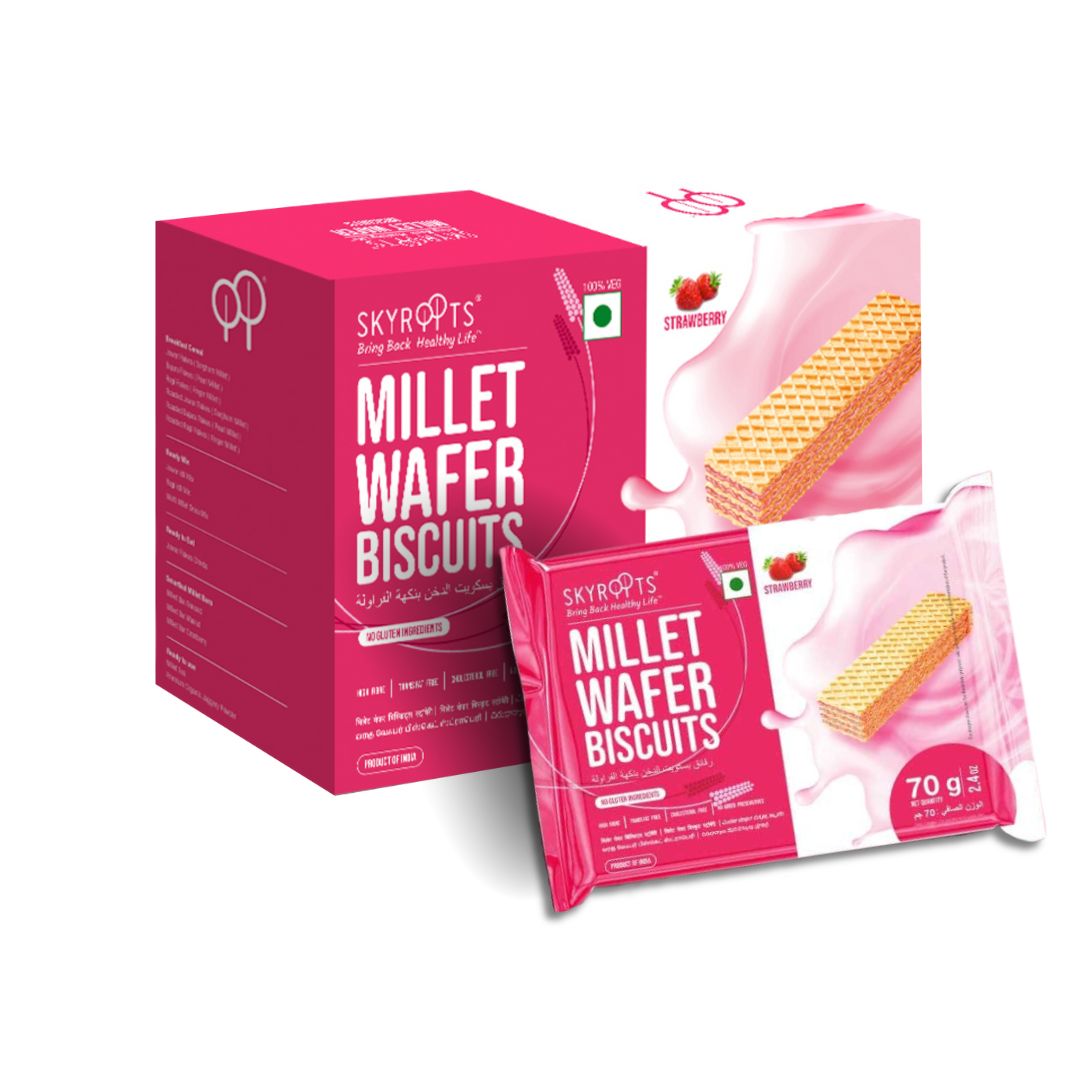 Millet Wafer Biscuits Strawberry (70gmX 6 Packs)