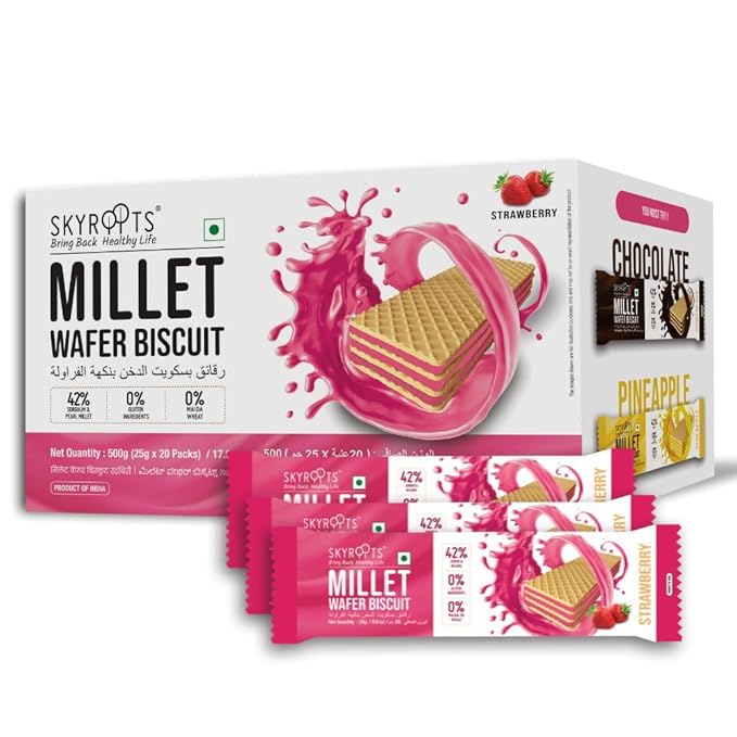 Millet Wafer Biscuit–Strawberry(25gm 20Pieces)