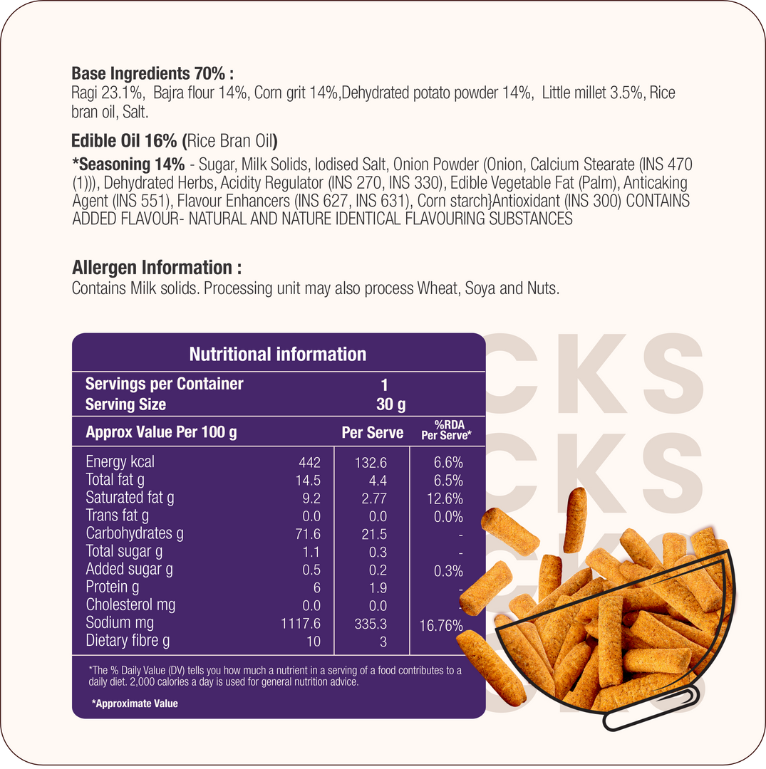 Millet Ragi Sticks Cream & Onion