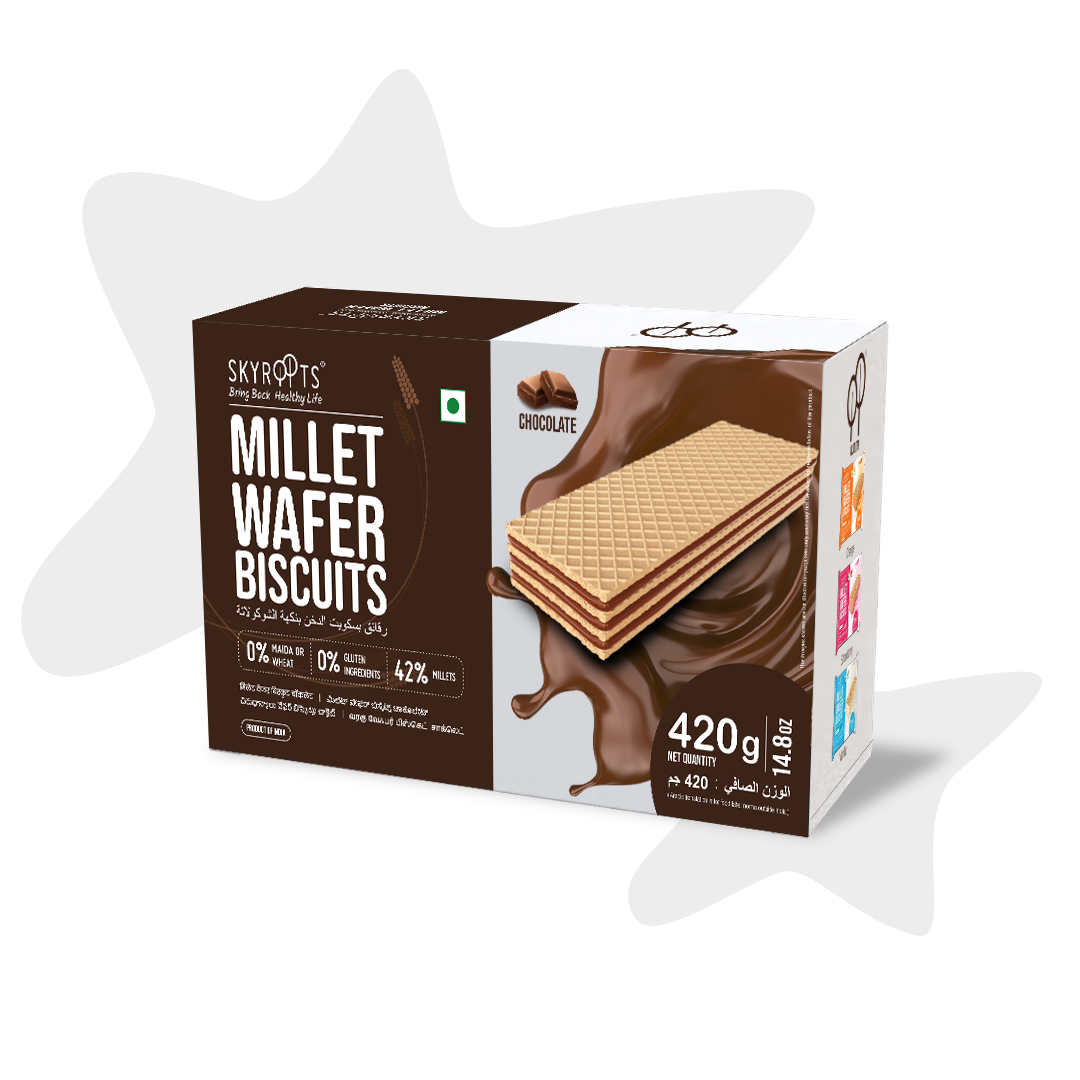 Millet Wafer Biscuits Chocolate (70gm X 6 Packs)