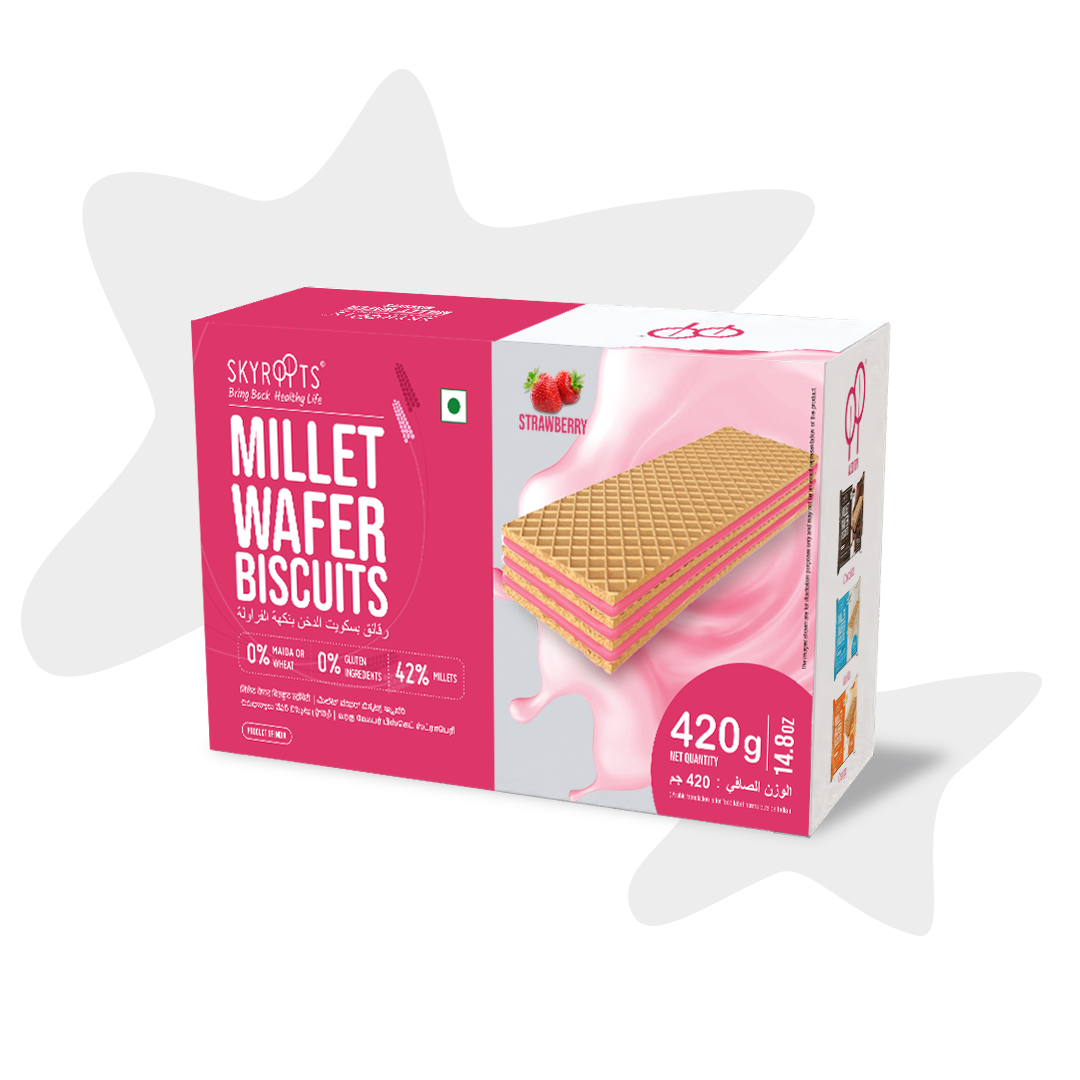 Millet Wafer Biscuits Strawberry (70gmX 6 Packs)