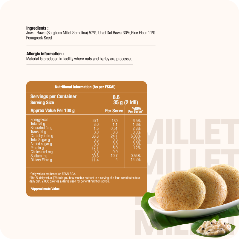 Jowar Idli Mix (Sorghum Millet)